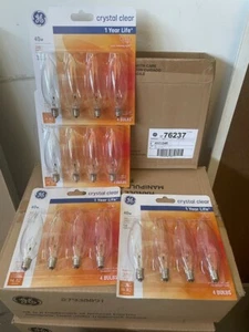 GE 40 Watt Crystal Clear Bent Tip CA-Type Light Bulbs w/Candelabra Base 16 Pack - Picture 1 of 1
