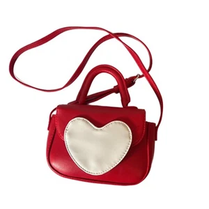 Red Heart Purse Shoulder Strap Handle Snap Closure Valentine Girls - Picture 1 of 6