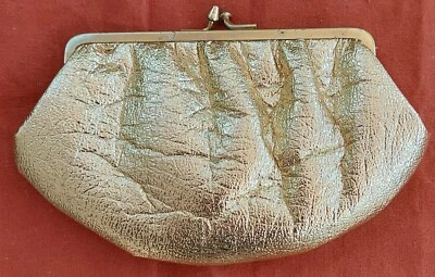 MINI BOLSO DE MANO VINTAGE DORADO CREACIÓN DE CUERO BUDD INWOOD NY NY BOLSO DE MANO CAMBIO MONEDERO Foto 1 de 4