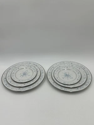 Noritake Carolynn 9731 China 6 Pc Plate Set Dinner Salad Bread Floral Gray - Image 1 of 4