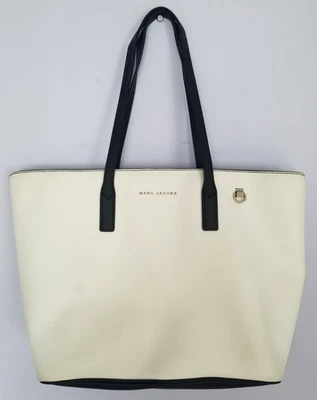 Marc Jacobs Saffiano Leather Beige White Black Handbag Shoulder Bag Tote Large - Image 1 of 4