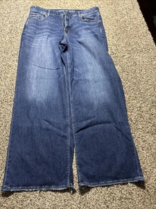AE AMERICAN EAGLE SIZE 14 LONG LOW RISE RISE BAGGY WIDE LEG STRETCH WOMENS JEANS - Picture 1 of 4