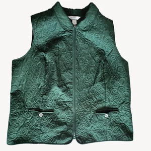Christopher & Banks  Women's Quilted Full Zip Vest Hunter Green Swirls 3X - Picture 1 of 7
