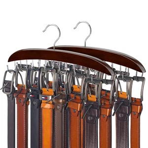 Belt Hanger, 14 Hooks Belt Holder for Closet, Wooden Tie/Belt Rack for Storag... - Picture 1 of 7