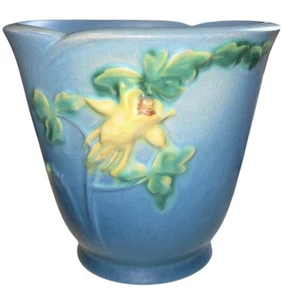 Roseville Pottery "Columbine" Blue 656-5 Made In USA Ohio Excellent - Picture 1 of 5