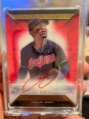 2019 Topps Diamond Icons Baseball Francisco Lindor Autograph Card 3/5 MLB Rare - Image 1 of 4