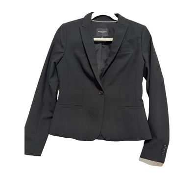 Chaqueta Blazer Banana Republic Negra Lana Poliéster Mujer Botón Corto Talla 2 Elegante Foto 1 de 4