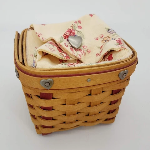 Longaberger 2002 Sweetheart Small Sweetest Gift Basket Set Liner Prot. 11th Ed Cover