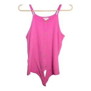 Cat & Jack Girls Tank Top Button Front Tie Knot Pink Sleeveless XL - Picture 1 of 6