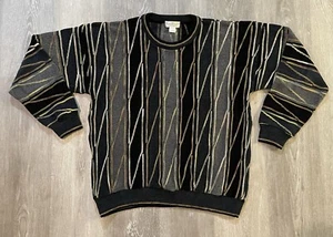 Norm Thompson Tundra Men’s Vintage Wild Sweater Biggie 90s 3D Size M Coogi-Style - Picture 1 of 9