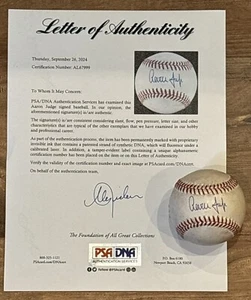 AARON JUDGE SIGNED GAME USED BALL 2022 MVP 62HR YANKEES RECORD MLB HOLO PSA AUTH - Picture 1 of 14