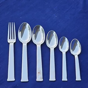 Ercuis Flatware ART DECO France SEQUOIA Silverplated Spoons Dinner Fork Lot 6 pc - Picture 1 of 20