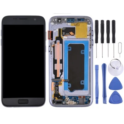 OLED LCD Screen for Galaxy S7 / G930V Digitizer Full Assembly with Frame (Grey) - Image 1 of 4