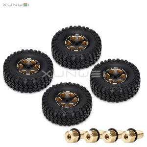 1.0" Beadlock Brass Wheel Rims Tires Tyres for RC 1/24 Axial SCX24 90091 Kyosho - Picture 1 of 10