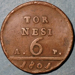 1801 Italian States NAPLES 6 Tornesi Ferdinando IV KM# 229 - Picture 1 of 2