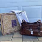 Brighton Kennedy Raisin Handbag Purse Leather Trim H31365 Original Box + Bag 
