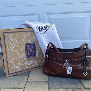 Brighton Kennedy Raisin Handbag Purse Leather Trim H31365 Original Box + Bag  - Picture 1 of 12