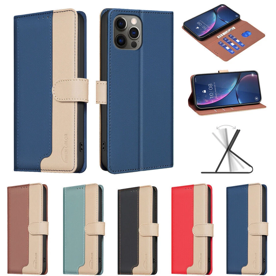 Splice Leather Wallet Phone Case For Huawei Honor 200 100 90 X50i X9B X7B X8B - Image 1 of 4