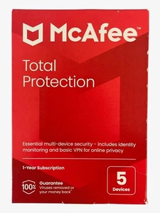 New Sealed McAfee Total Virus Protection Identity & Basic VPN Download 5 Devices - Picture 1 of 4