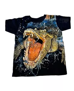 T-shirt nera bambino Wild Planet taglia 4 coccodrillo alligatore grafica cotone - Foto 1 di 8