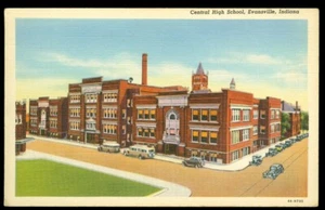 ESCUELA SECUNDARIA CENTRAL - EVANSVILLE, EN POSTAL - Imagen 1 de 1
