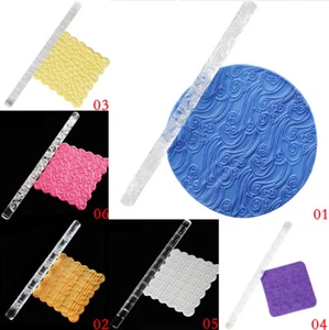 Clear Acrylic Rolling Pin Embossing Clay Texture Cake Decorating Tools DIY Craft - Picture 1 of 19