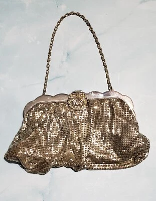 Whiting and Davis Vintage Gold Metal Mesh Evening Bag Rhinestone Clasp Clutch - Image 1 of 4