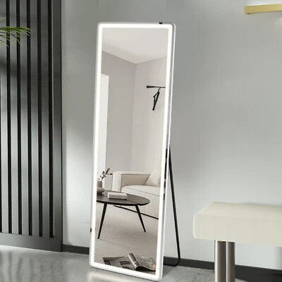 Full Length Mirror Rectangle 3-Color LED Light Standing Leaning Wall Mounted  - Image 1 of 4