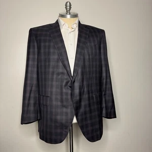 Holland & Sherry Men's 52R Sport Coat Blazer Jacket Gray Wool 2-Button Check - Picture 1 of 13