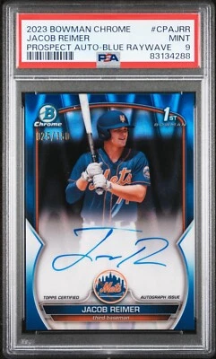 2023 Bowman Chrome Jacob Reimer 1st Blue Raywave Auto /150 Color Match! PSA 9 - Image 1 of 2
