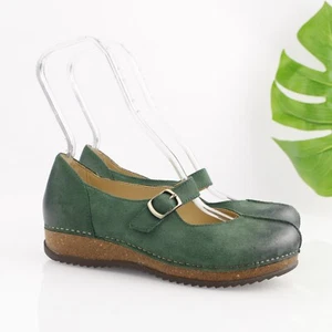 Dansko Womens Mika Mary Jane Shoe Size 38 7.5 Green Leather Dual Density Cork - Picture 1 of 15