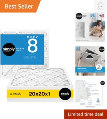 Actual Size 19.75" Filter - MERV 8 Air Filters for HVAC - 6 Pack Convenience - Image 1 of 4