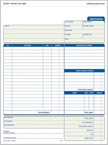 Job Invoice Forms, 2-Part Carbonless, for Service and Repair Billing, 100 Pack - Picture 1 of 4