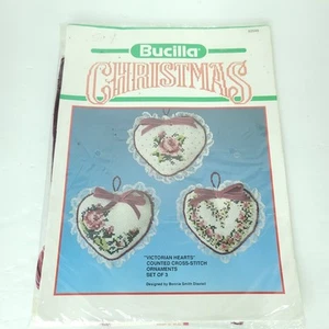 Bucilla Weihnachten viktorianische Herzen gezählt Kreuzstich Ornamente Kit 82545 NEU - Bild 1 von 5