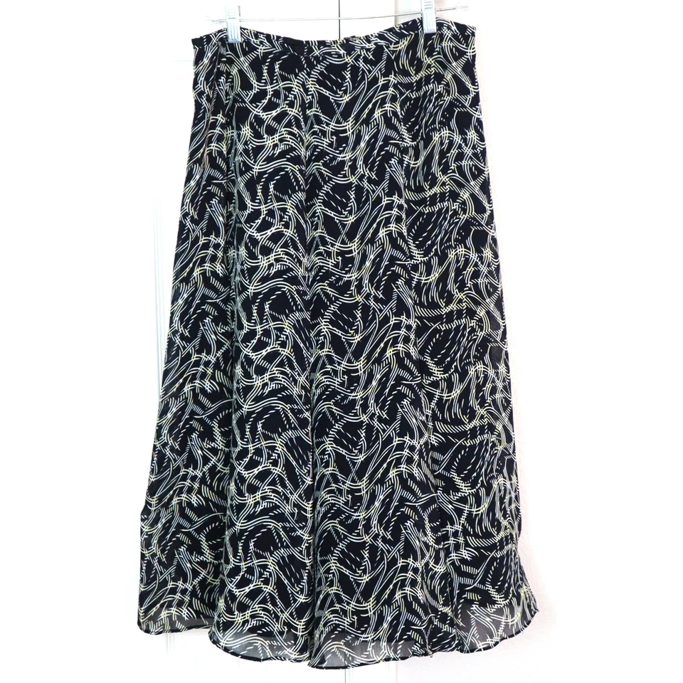 Винтажная юбка миди Y2K Jones Wear с оборками подол прозрачное покрытие темно-синий желтый 10 - Изображение 1 из 4