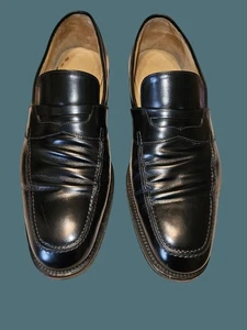 Salvatore Ferragamo Black Leather Penny Loafer Men Size 13D- Made In Italy - Picture 1 of 14