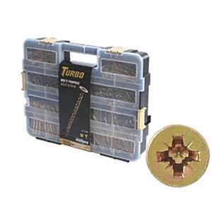 Turbo PZ Double-Countersunk Woodscrews Trade Case 1400 Pcs - Picture 1 of 7