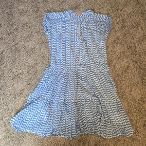 Oliphant Womens Chevron V Neck Short Sleeve Tunic Dress Blue Size XS - Picture 1 of 8