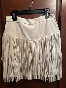 Francesca's ALYA S Mataline Fringe Faux Suede Fringe Mini Western/Cowgirl Skirt - Picture 1 of 5