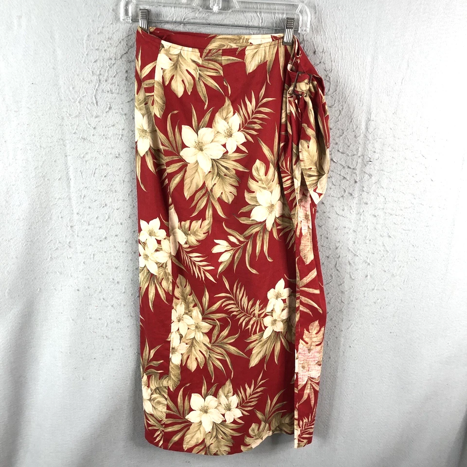 Falda deportiva Jones New York para mujer 12 roja estampado floral envoltura de lino playa hawaiana Foto 1 de 4