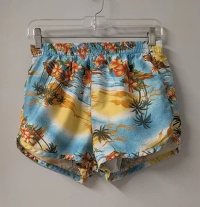 Vintage 70's High Cut Dolphin Style Hawaiian Mens Swim Trunks Bathing Suit S - Picture 1 of 7