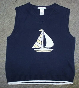 Janie and Jack Boys Navy Sweater Vest (Sailboat) - Size 5 - EUC - Picture 1 of 4