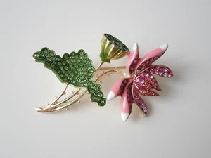 Brosche Blumen Neugablonz Gablonz Strasssteine Abstrakt 13,6 g/5,5 x 3,4 cm - Bild 1 von 5