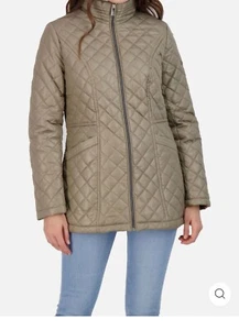 NWT Via Spiga Women's S Lightweight Diamond Quilted Puffer Jacket Sage - Picture 1 of 3