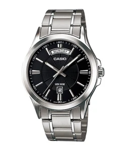 Casio MTP-1381D-1A Watch - Classic Black Dial with Stainless Steel Bracelet - Picture 1 of 1