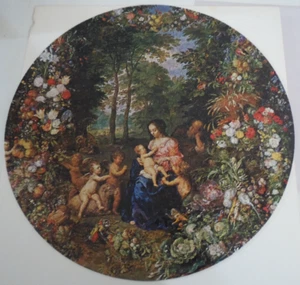 "The Holy Family in a Garland of" Springbok Circular Jigsaw Puzzle w/Box VTG '69 - Picture 1 of 11