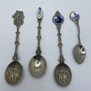 X4 Cucharas de Recuerdo Hechas en Holanda De Colección Delft Azul Servir Plato de Plata - Imagen 1 de 9