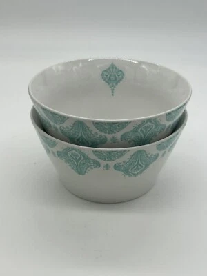 Cynthia Rowley Cuencos Medallón Pergamino Aqua/Turquesa Cerámica (Juego de 2) Foto 1 de 4