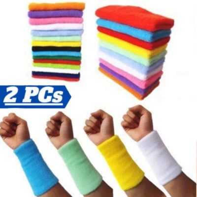 Wrist Sweatbands Sports Wristband Cotton Sweat Band for Men and Women 2pcs ♡ - Bild 1 von 4