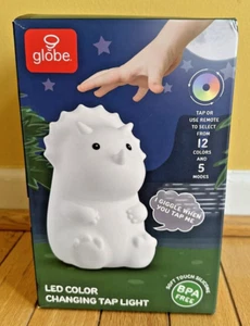 NIB Globe Triceratops Rechargeable LED 12 Color Changing Tap Light W/Remote - Picture 1 of 11